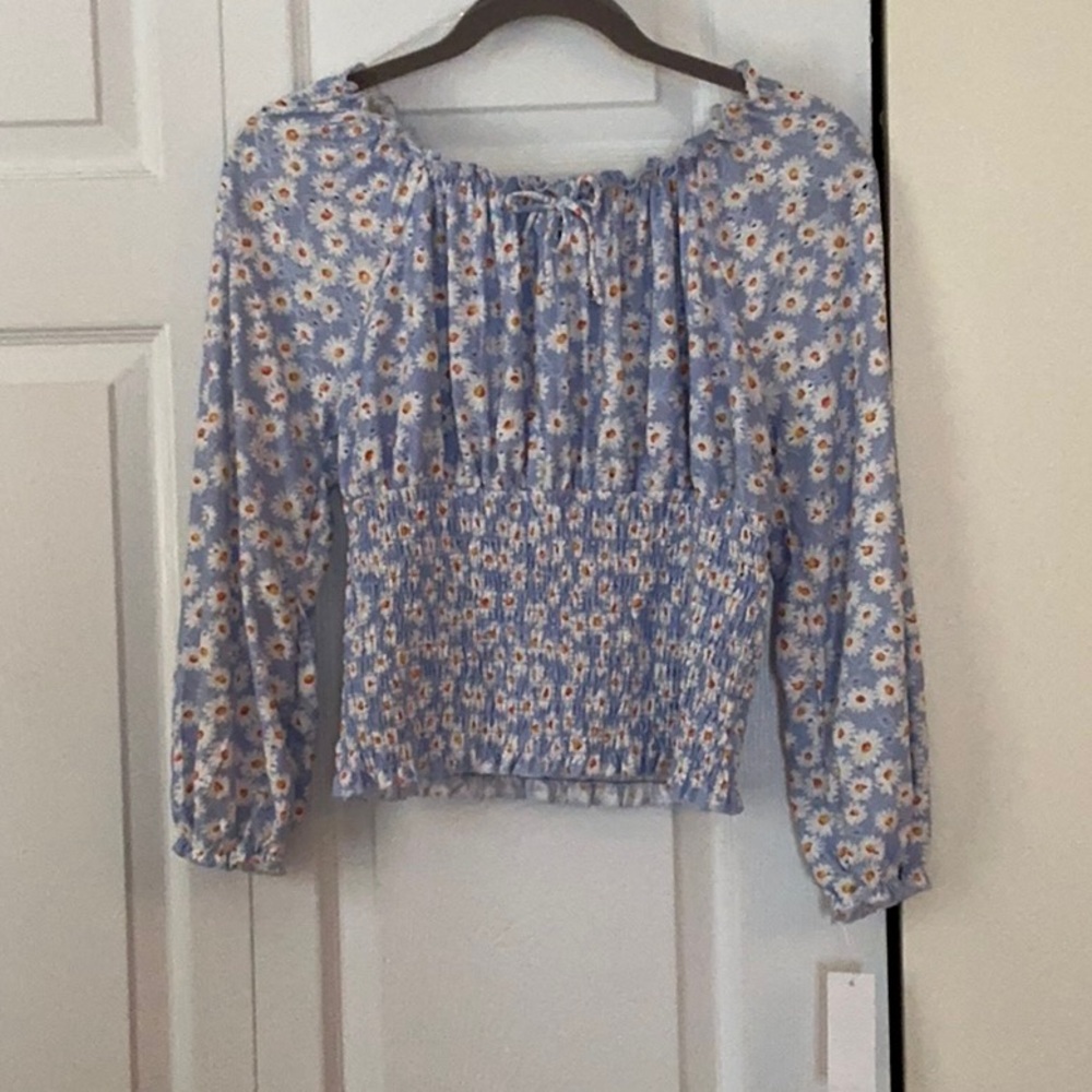 Floral Blue Smocked girl’s Top